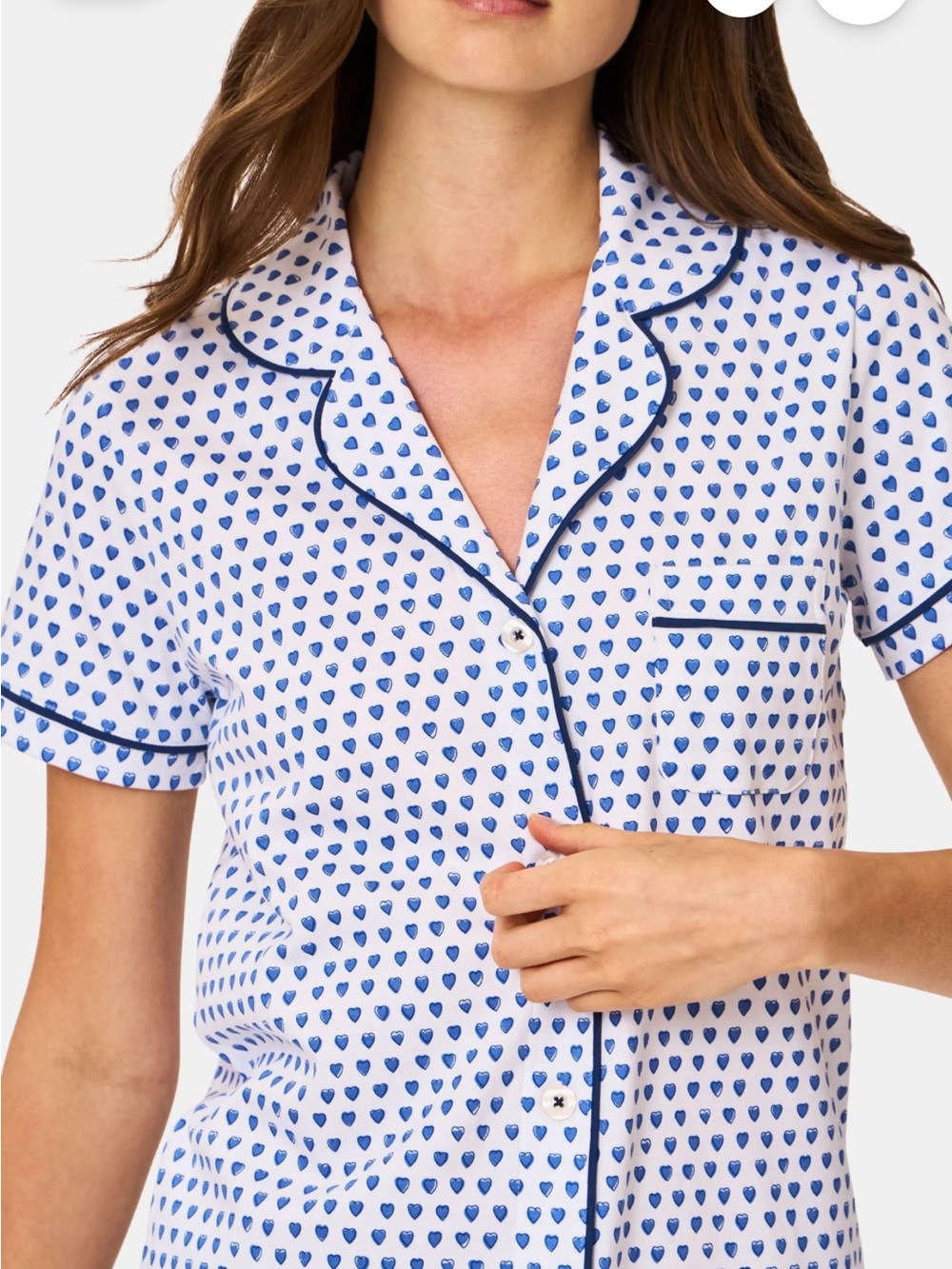 Roller Rabbit Blue Heart-Print Short Sleeve Pajama Top